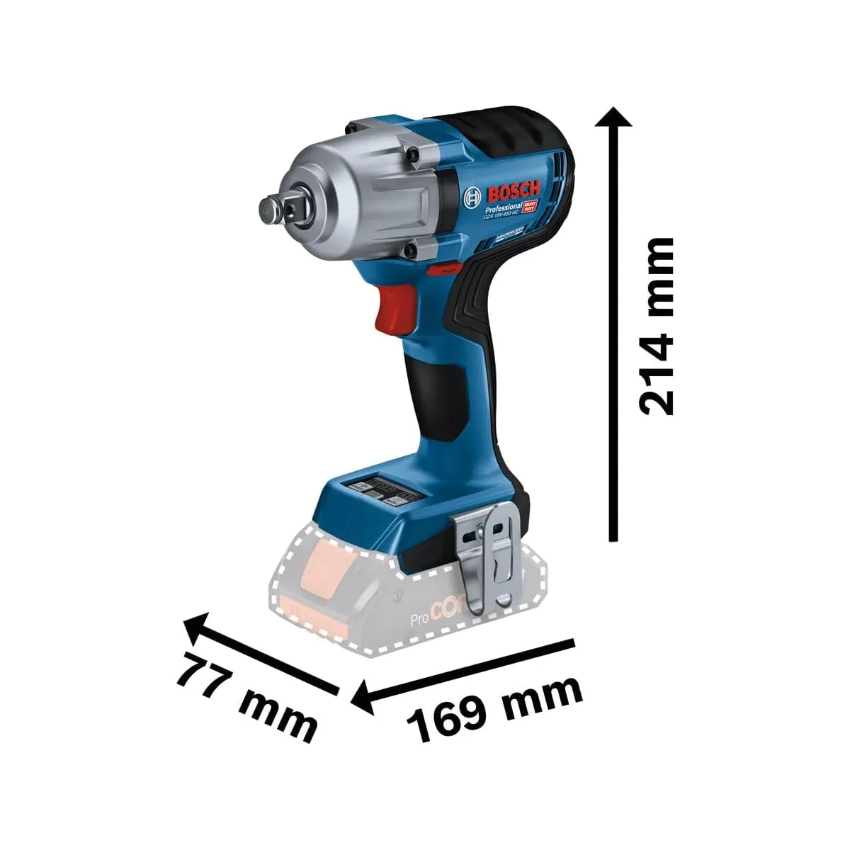 Bosch GDS 18V-450 HC Professional 1/2in Impact Wrench Body only for Heavy-Duty Performance 06019K4000