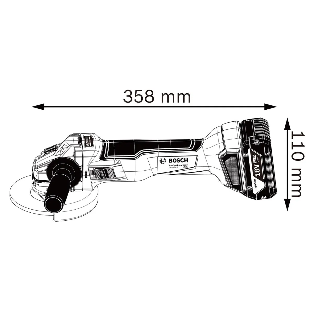 Bosch GWS 18V-10 Brushless Professional Angle Grinder 125mm Body Only 06019J4002