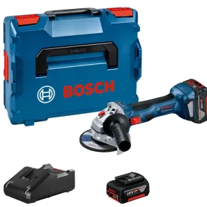 Bosch GWS 18V-7 Brushless 115mm Angle Grinder with 2 x 4.0Ah Batteries & Charger in L-Boxx