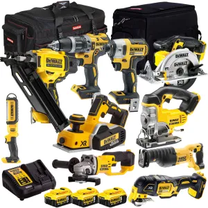 Dewalt 18V 10 Piece Power Tool Kit with 3 x 5.0Ah Battery & Charger T4TKIT-981