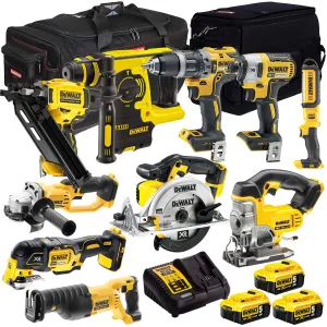 Dewalt 18V 10 Piece Power Tool Kit with 3 x 5.0Ah Battery & Charger T4TKIT-992