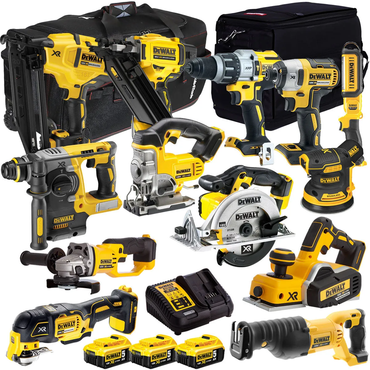 Dewalt 18V 13 Piece Power Tool Kit with 3 x 5.0Ah Battery & Charger T4TKIT-12846