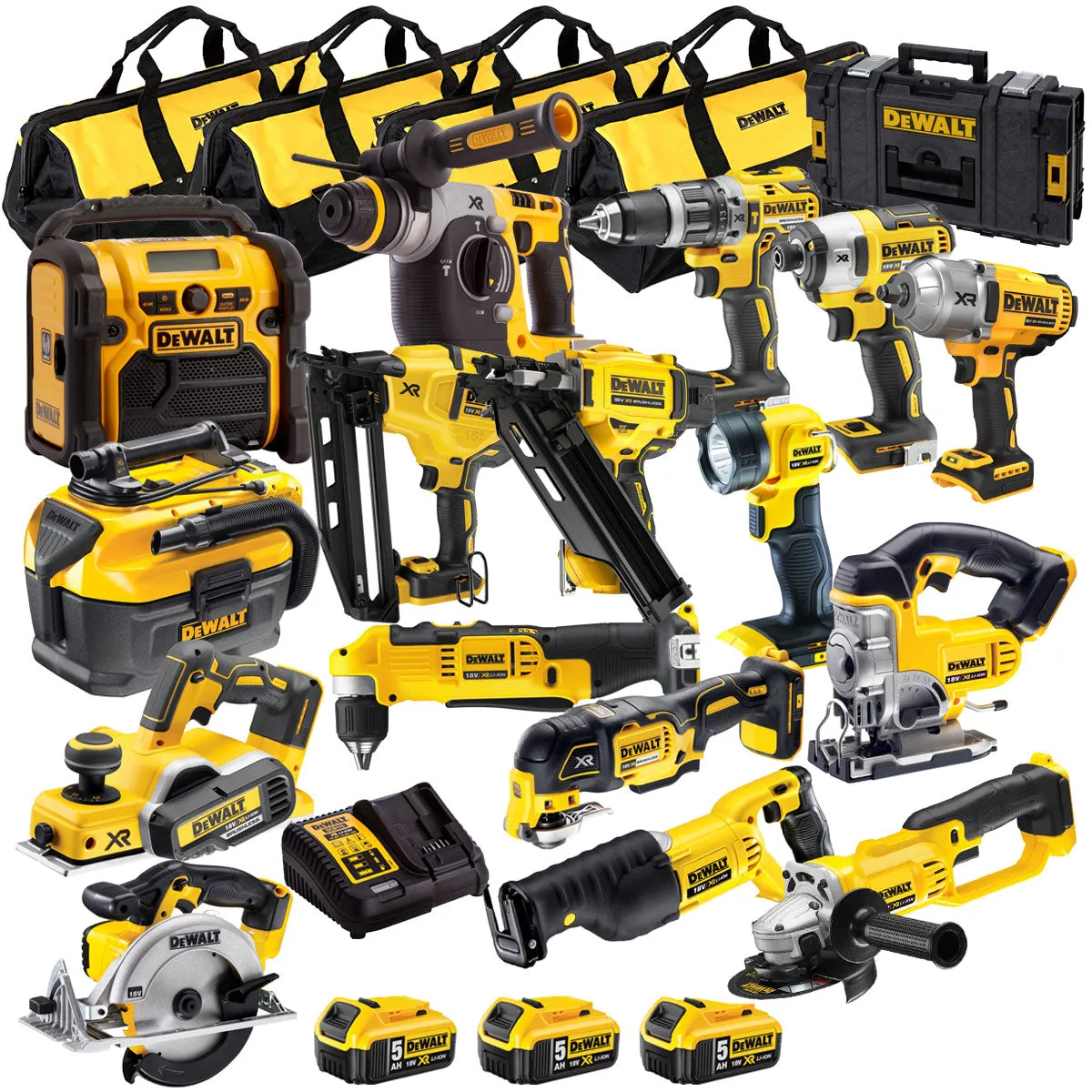 Dewalt 18V 16 Piece Power Tool Kit with 3 x 5.0Ah Batteries T4TKIT-840