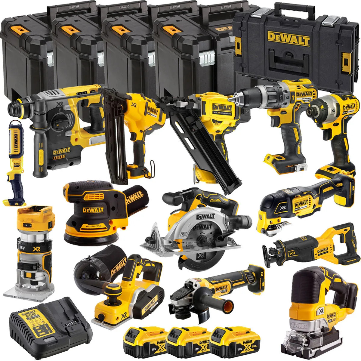 Dewalt DCKT4T14B3 18V Brushless 14 Piece Kit With 3 x 5.0Ah Battery Charger & TStak Tool Storage