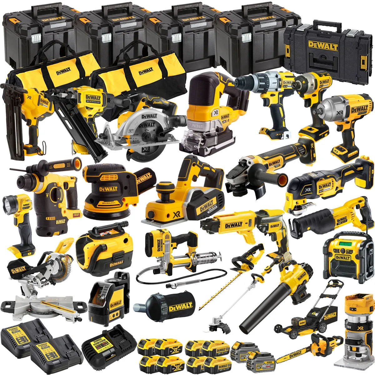 Dewalt DCKT4T26P 18V XR 26 Piece Power Tool Kit with 10 x Battery Charger & TStak Tool Storage