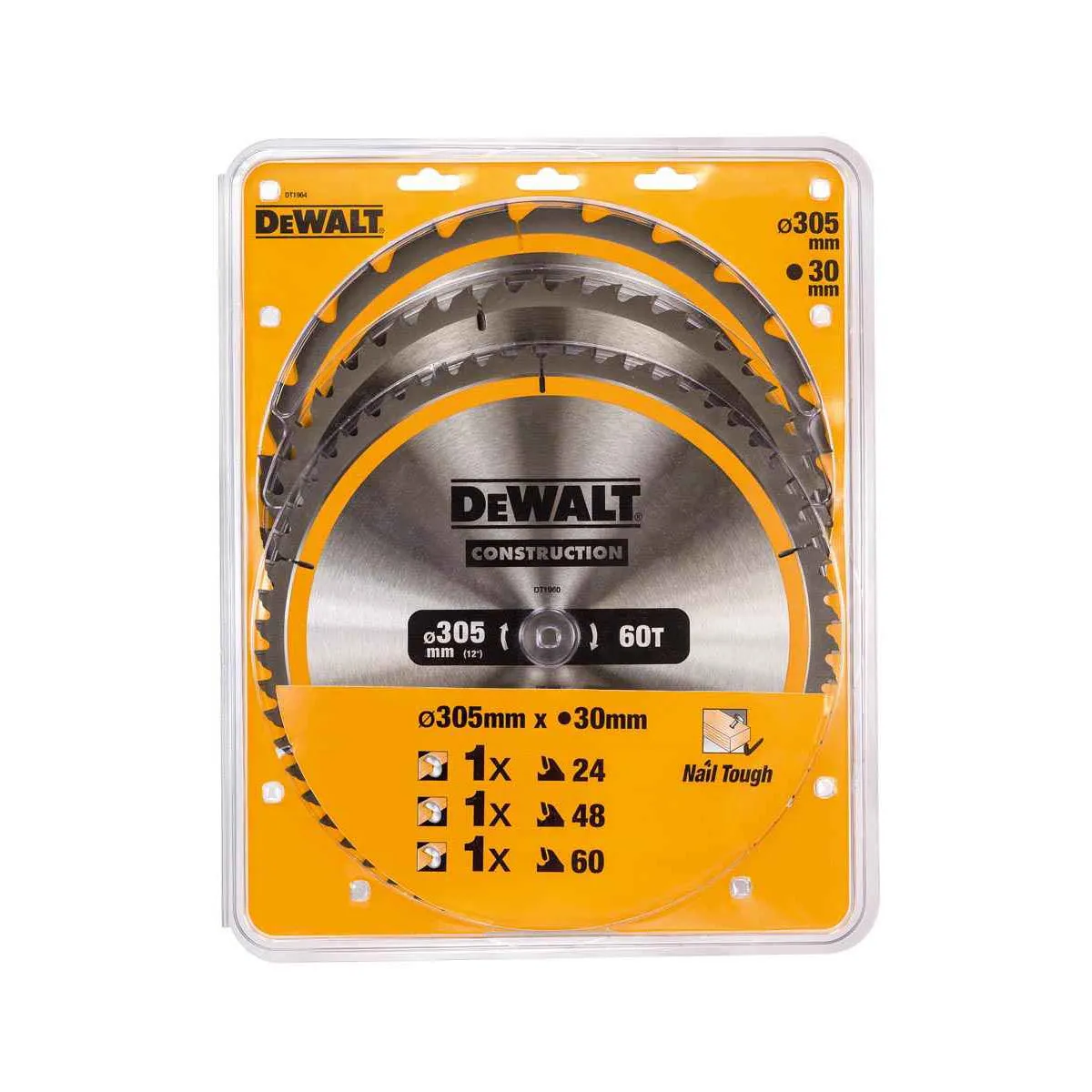 DeWalt DT1964QZ 3-Pack Construction Circular Saw Blades 305mm x 30mm with 24T. 48T & 60T Options
