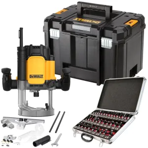 Dewalt DWE625KT 1/2in Plunge Router 2300W 110V with 1/2 35 Piece Cutter Set