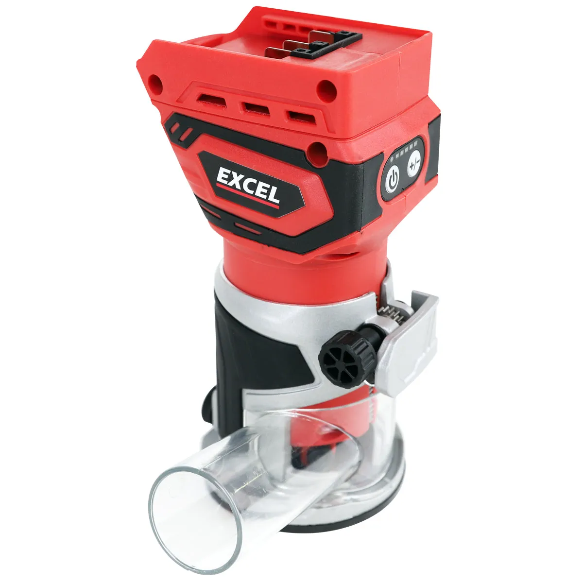 Excel 18V 1/4 Router Trimmer with 1 x 2.0Ah Battery Fast Charger. Bag & 12 Piece Cutter Set