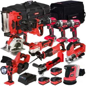 Excel 18V Cordless 13 Piece Tool Kit with 3 x 5.0Ah Batteries & Charger in Bag EXLKIT13P