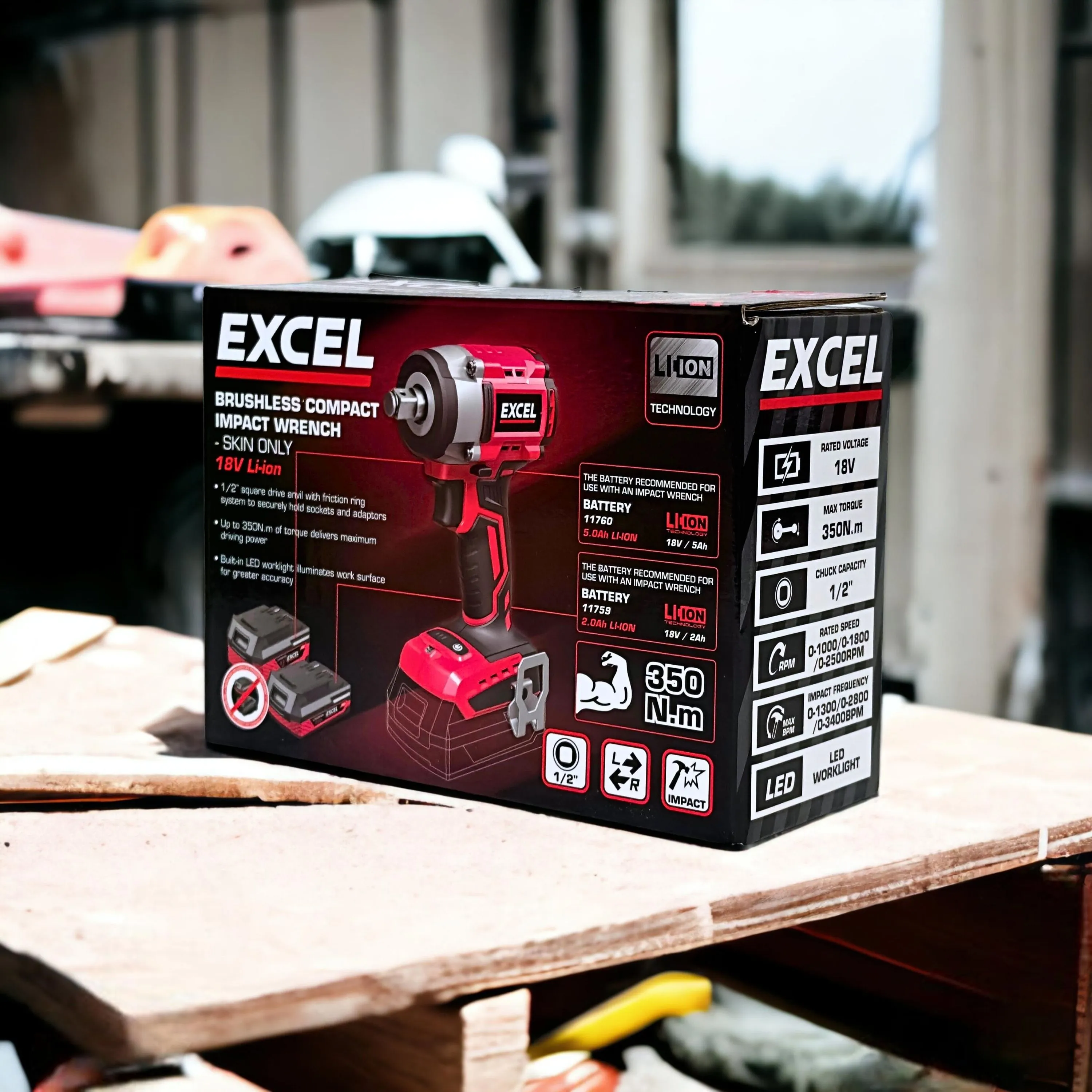 Excel 18V Cordless Brushless Impact Driver with 1 x 4.0Ah Battery Charger & Bag