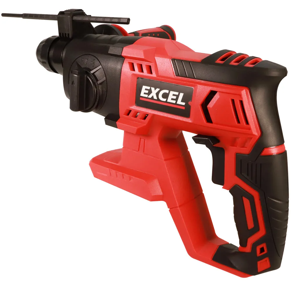 Excel 18V Cordless SDS-Plus Rotary Hammer Drill with Chuck & Chisel Set 4 Piece