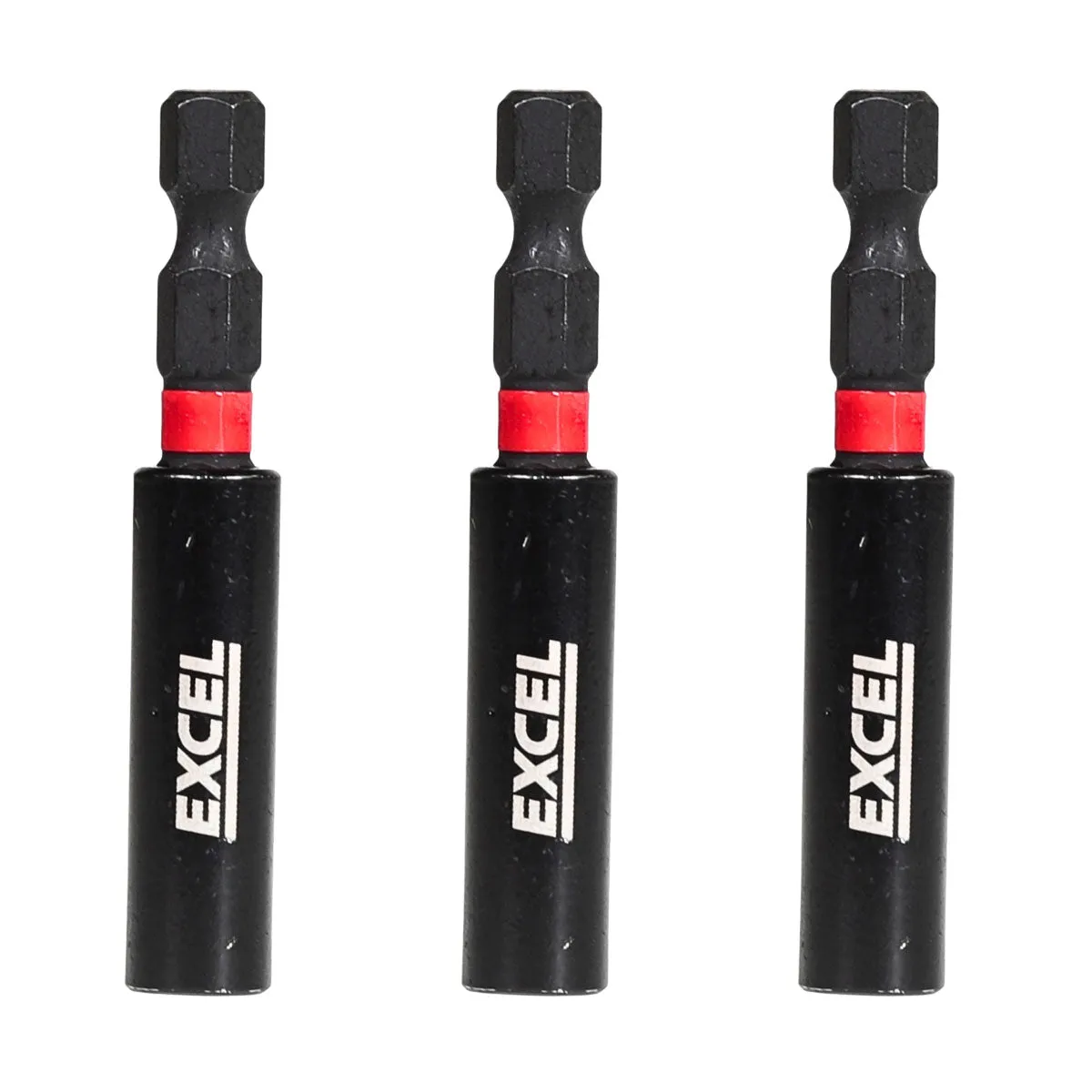 Excel 60mm Magnetic Impact Bit Holder with Blister Card Pack of 3