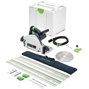 Festool TS 55 FEQ-Plus 110V GB Circular Plunge-Cut Saw - 576707 With Guide Rail Kit Set 577932