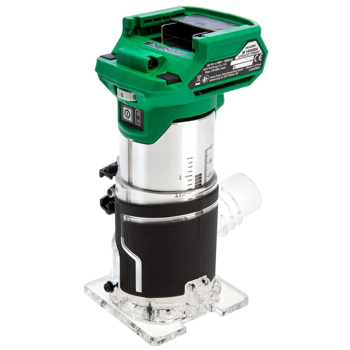 Hikoki M1808DAJ2Z 18V 1/4 Brushless Router Trimmer with 1 x 2.5Ah/5.0Ah Battery Charger & 12 Piece Cutter Set
