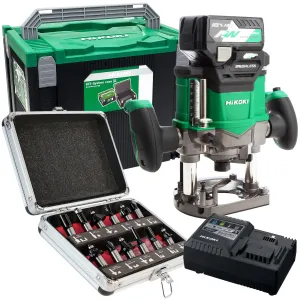 Hikoki M3612DAJPZ 36V Brushless Router 2.5Ah Battery Charger with 1/2 12 Piece Cutter Set