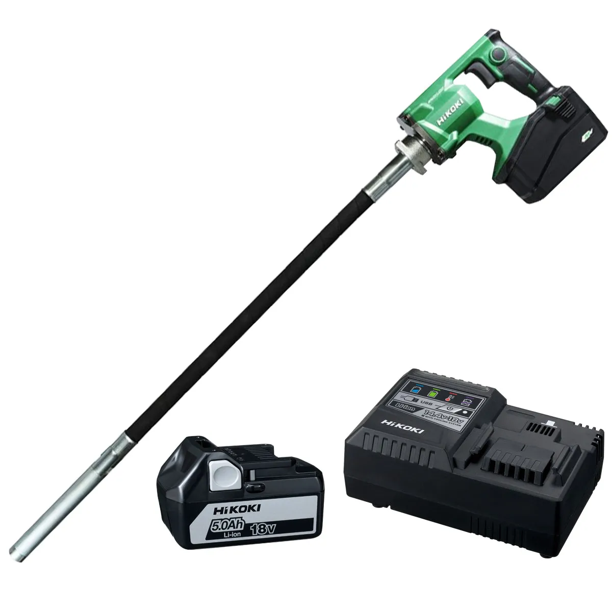 Hikoki UV3628DAW4Z 36V Brushless 28mm Concrete Vibrator with 1 x 5.0Ah Battery & Charger