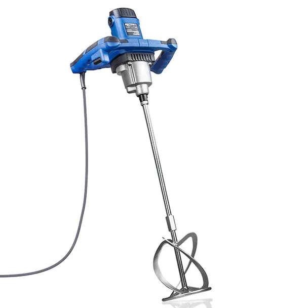 Hyundai HYPM1600E Paddle Mixer with 5-Piece Trowel Set 230V/1600W Mixing Tool for Plaster. Mortar & Paint