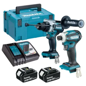 Makita 18V 2 Piece Power Tool Kit with 2 x 5.0Ah Batteries T4TKIT-16448