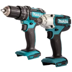 Makita 18V 2 Speed Combi Drill & 1/2 Square Impact Wrench T4TKIT-456