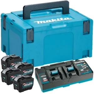 Makita 1910B1-4 40Vmax XGT Power Source Kit 240V With 4 x 8.0Ah BL4080F Batteries. Charger & Case