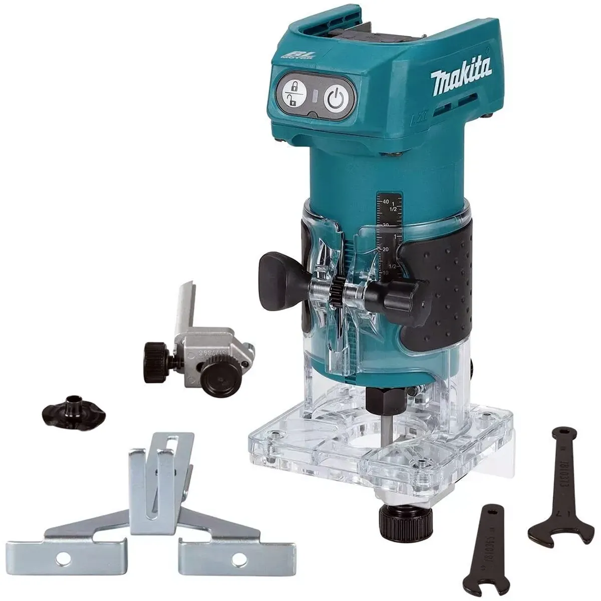 Makita DRT52Z 18V LXT Brushless 1/4 Router Trimmer with 12 Piece Cutter Set