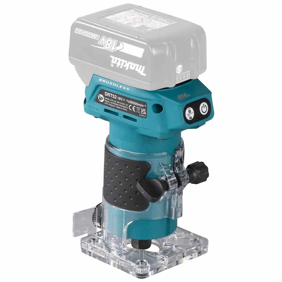 Makita DRT52Z 18V LXT Brushless 1/4 Router Trimmer with 12 Piece Cutter Set