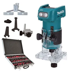 Makita DRT52Z 18V LXT Brushless 1/4 Router Trimmer with 35 Piece Cutter Set