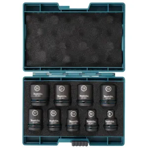 Makita E-16564 1/2 Square Drive Black Impact Socket Set Of 9 Piece