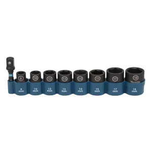 Makita E-16639 3/8 Square Drive Black Impact Socket Set Of 8 Piece