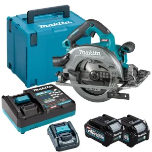 Makita HS004GD203 40V Max XGT 190mm Brushless Circular Saw With 2 x 2.5Ah Batteries. Charger In Case
