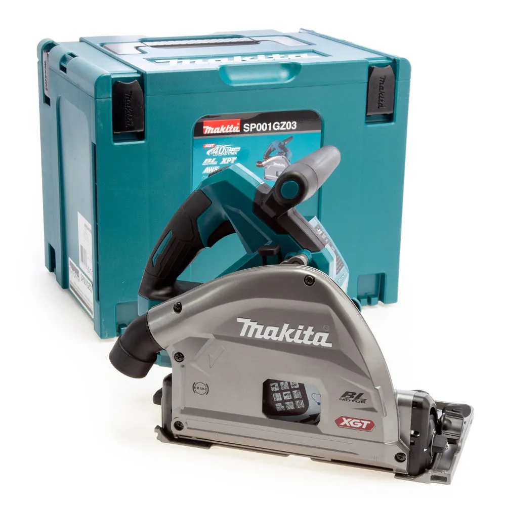 Makita SP001GZ03 40Vmax XGT 165mm Brushless Plunge Saw with 1 x 3000mm Guide Rail & Clamp