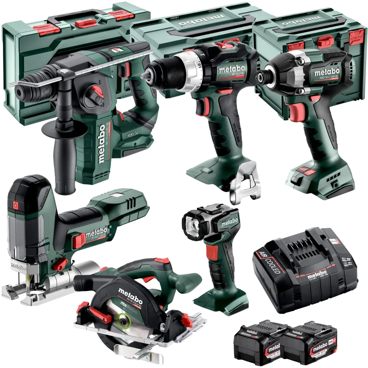 Metabo 18V 6 Piece Brushless Combo Kit with 2 x 5.2Ah Batteries & Charger T4TKIT-17619