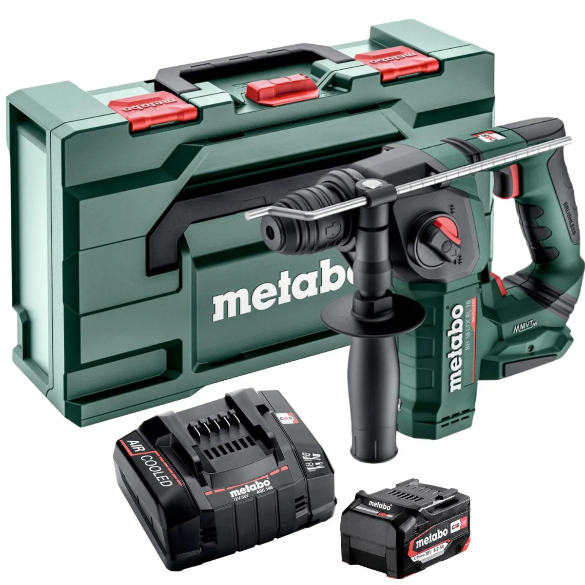 Metabo BH 18 LTX BL 16 18V Brushless SDS  Rotary Hammer with 1 x 5.2Ah Battery Charger & Metabox