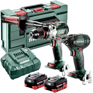 Metabo Combo Set 2.1.15 18V Brushless Hammer Drill & Impact Driver with 2 x 5.5Ah Batteries. Charger in Case
