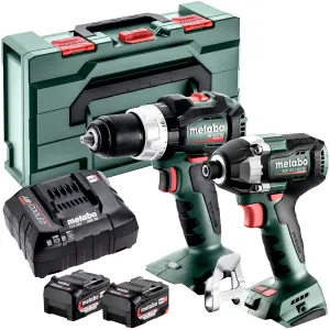 Metabo Combo Set 2.8.8 18V Brushless Hammer Drill & Impact Driver with 2 x 5.2Ah Batteries. Charger in Case