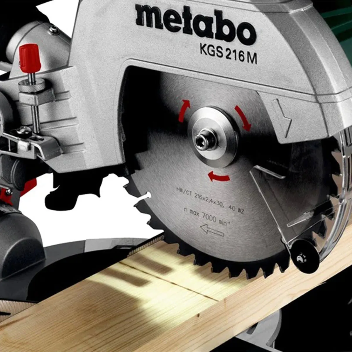 Metabo KGS 216mm Single Bevel Sliding Mitre Saw 240V with Universal Leg Stand