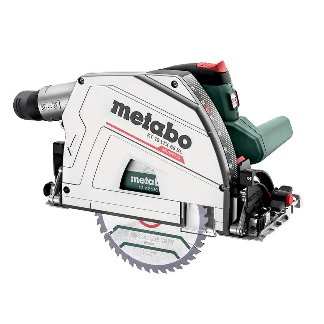 Metabo KT 18 LTX 66 BL 18V Brushless Plunge Saw with 2 x 5.2Ah Battery Charger & 1600mm Guide Rail Kit