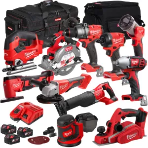 Milwaukee 18V 11 Piece Power Tool Kit with 3 x 5.0Ah Batteries T4TKITM-76