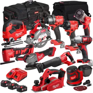 Milwaukee 18V 11 Piece Power Tool Kit with 3 x 5.0Ah Batteries T4TKITM-80