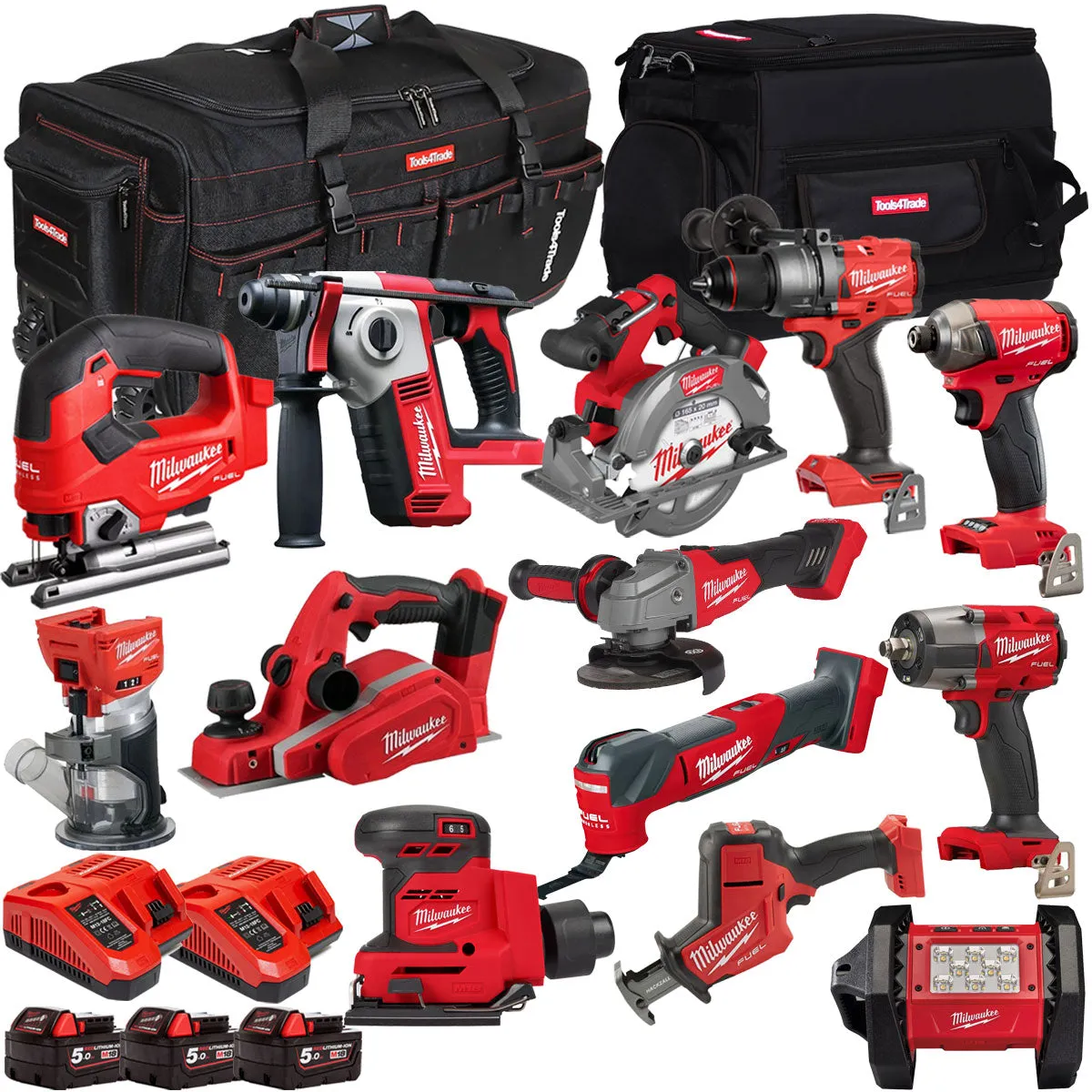 Milwaukee 18V 13 Piece Combo Kit with 3 x 5.0Ah Battery & Charger T4TKIT-32219