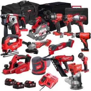 Milwaukee 18V 14 Piece Power Tool Kit with 3 x 5.0Ah Batteries T4TM-50