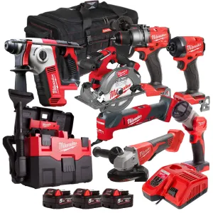 Milwaukee 18V 8 Piece Power Tool Kit with 3 x 5.0Ah Batteries T4TM-23