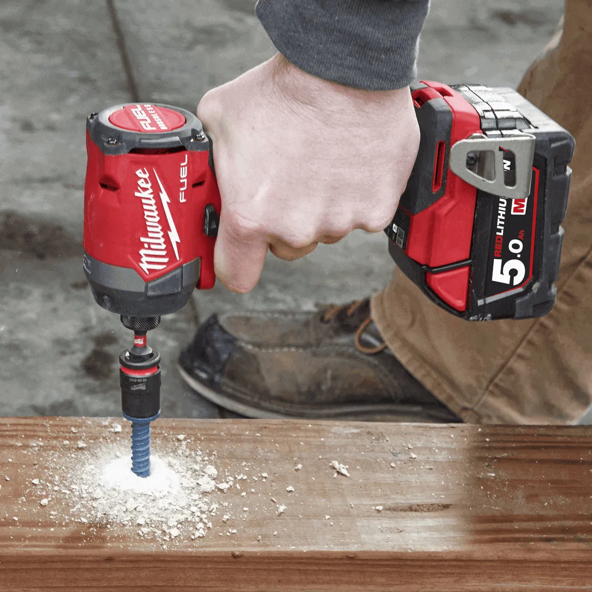 Milwaukee 18V Brushless Twin Pack Impact Driver   Combi Drill with 2 x 5.0Ah Battery T4TKIT-16181
