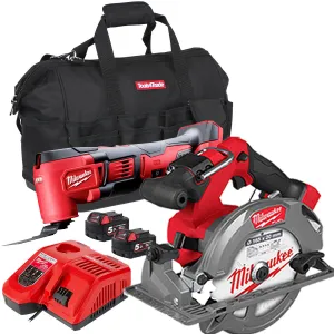 Milwaukee 18V Multi Tool   Circular Saw With 2 x 5.0Ah Batteries & Charger In Bag T4TKIT-162