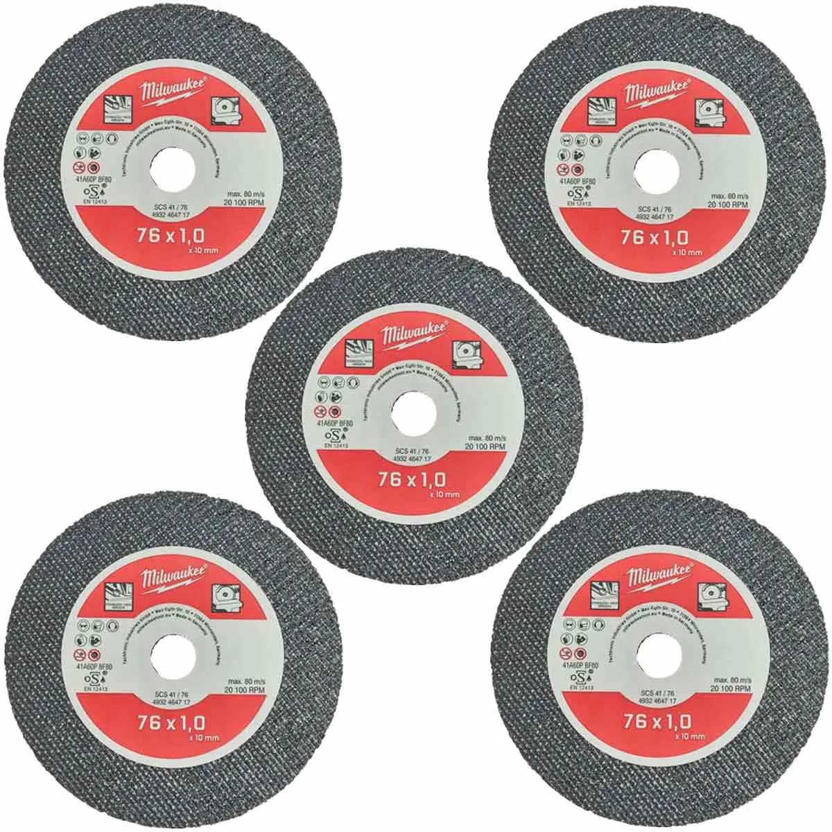 Milwaukee 76mm Metal Cutting Disc 4932464717 for M12FCOT-0 - Pack of 5