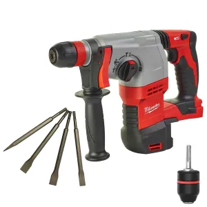 Milwaukee HD18HX-0 18V SDS  Rotary Hammer Drill with 4 Piece Chisel Set & 13mm Keyless Chuck