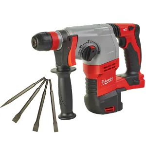 Milwaukee HD18HX-0 18V SDS  Rotary Hammer Drill with 4 Piece Chisel Set