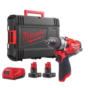 Milwaukee M12FPD2-602X 12V FUEL Brushless Combi Drill with 2 x 6.0Ah Batteries. Charger & Case 4933479871