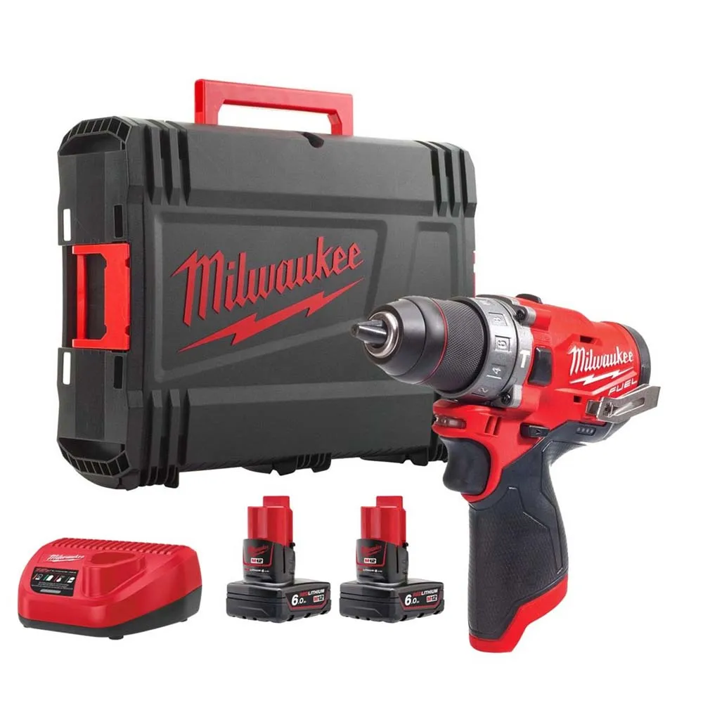 Milwaukee M12FPD2-602X 12V FUEL Brushless Combi Drill with 2 x 6.0Ah Batteries. Charger & Case 4933479871
