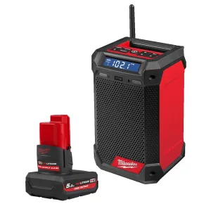 Milwaukee M12RCDAB -0 12V Radio and Charger with 5.0Ah Battery